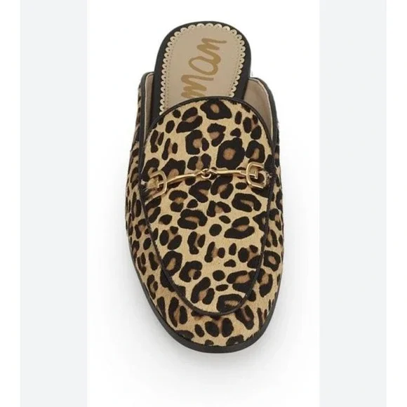 Sam Edelman Linnie Leopard Calf Hair Mule Loafers Tan Brown US 7M EUR 37 - Picture 2 of 11